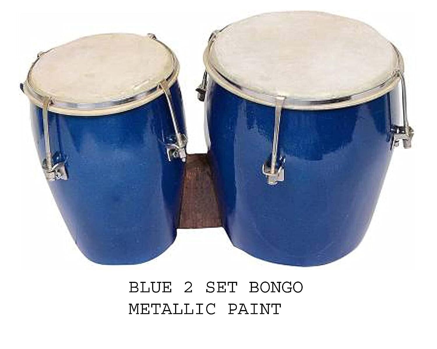 Professional Two Piece Hand Made Wooden Bongo Drum Set (Blue) 1