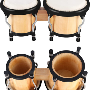 Bongo Drum Set Tunable Wood & Metal Drum Percussion Instruments w/Tuning Wrench - Image 8