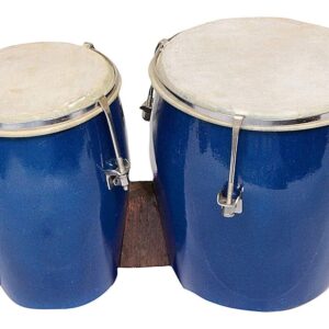 Professional Two Piece Hand Made Wooden Bongo Drum Set (Blue) - Image 3