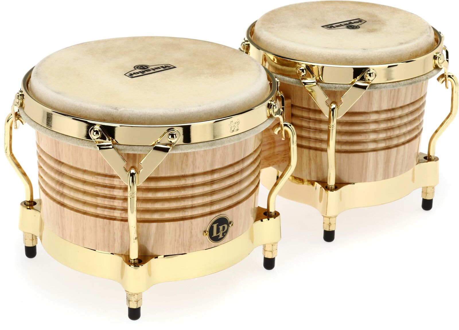Latin Percussion Matador Siam Oak Bongos – Natural with Gold Tone 1