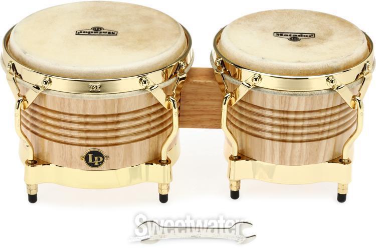 Latin Percussion Matador Siam Oak Bongos – Natural with Gold Tone 2