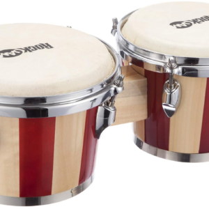 RockJam 7" and 8" Bongo Drum Set with Padded Bag and Tuning Key, Red and Natural - Image 2