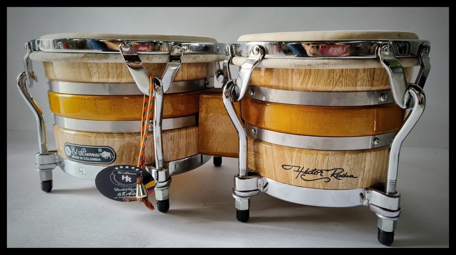 This Is A Set Hand Made HR El piernas Bongo From Colombia Natural Wood 6