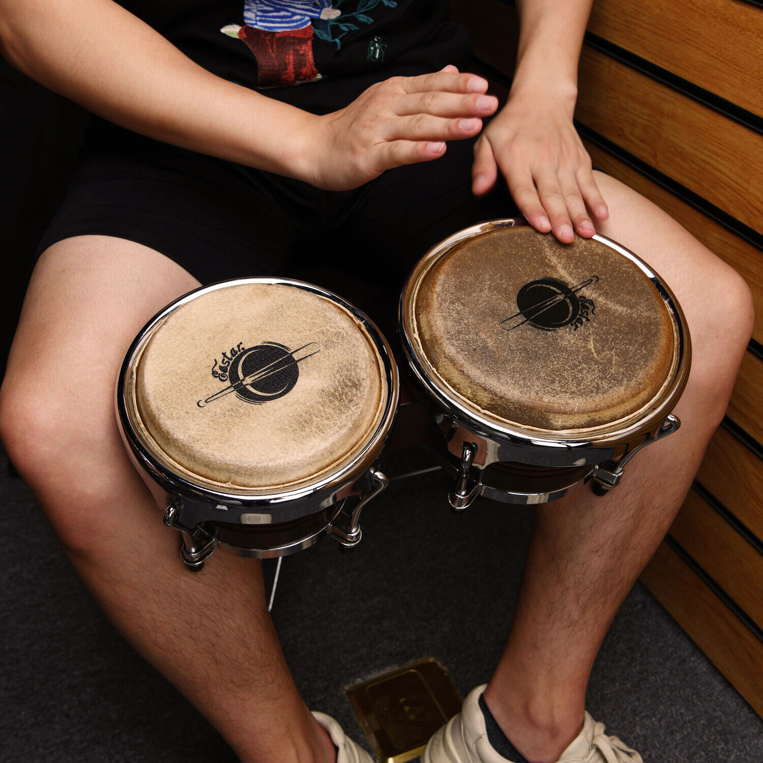 Eastar 7″ + 8″ Bongo Drum Tawny Wood Percussion Instrument | Refurbished 3