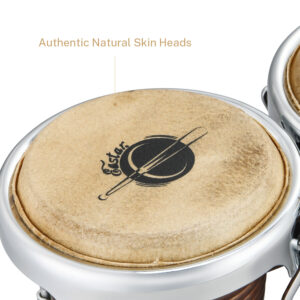 Eastar 7" + 8" Bongo Drum Tawny Wood Percussion Instrument | Refurbished - Image 4