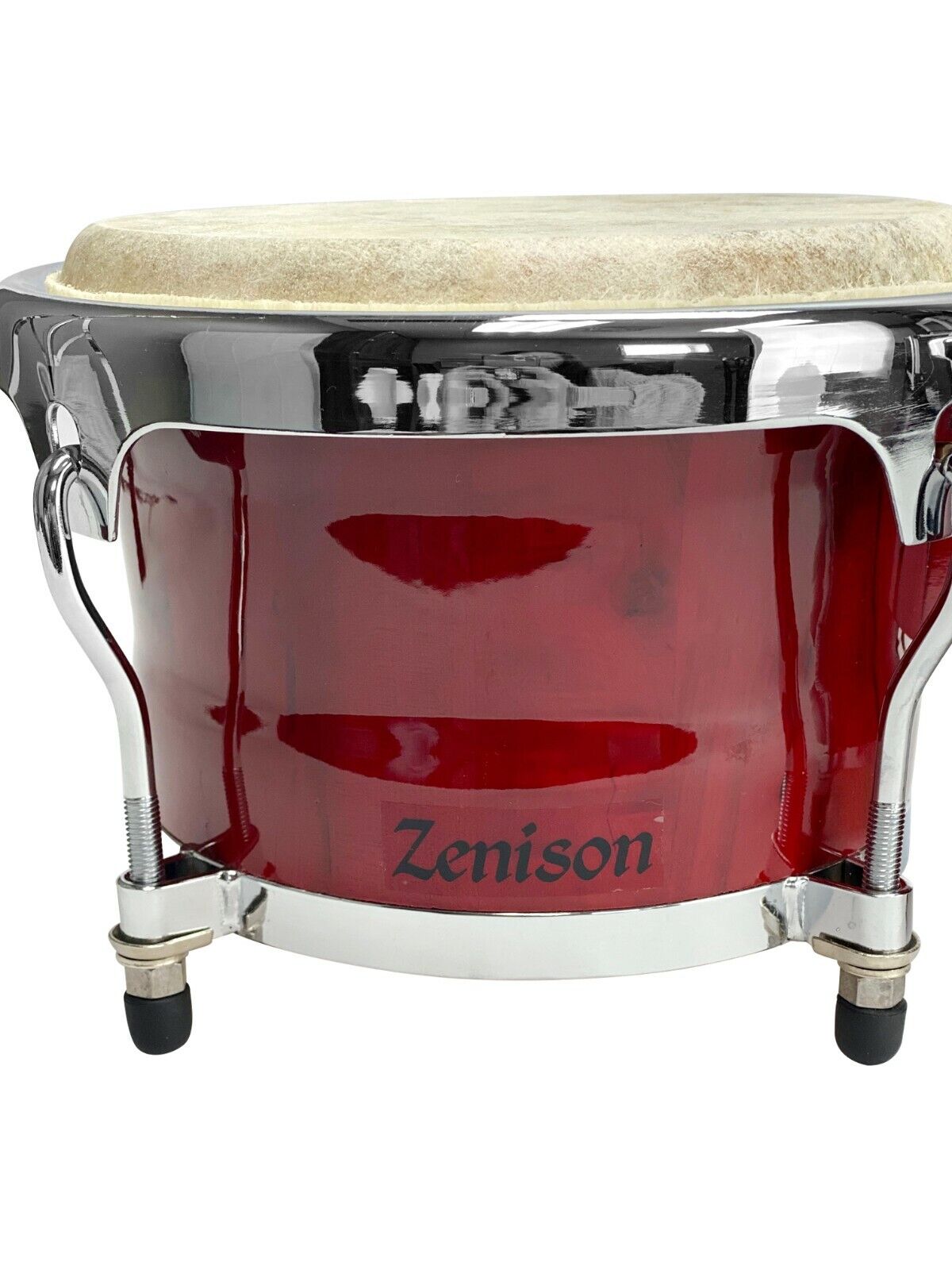 Zension 8″ and 9″ Bongo Drum Set Red Wood Percussion Instrument With Tuning Key 4