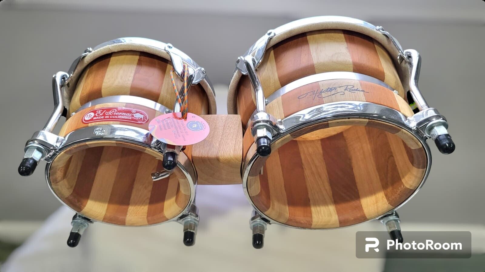 This Is A Set Hand Made HR El piernas Bongo From Colombia Natural Wood 3