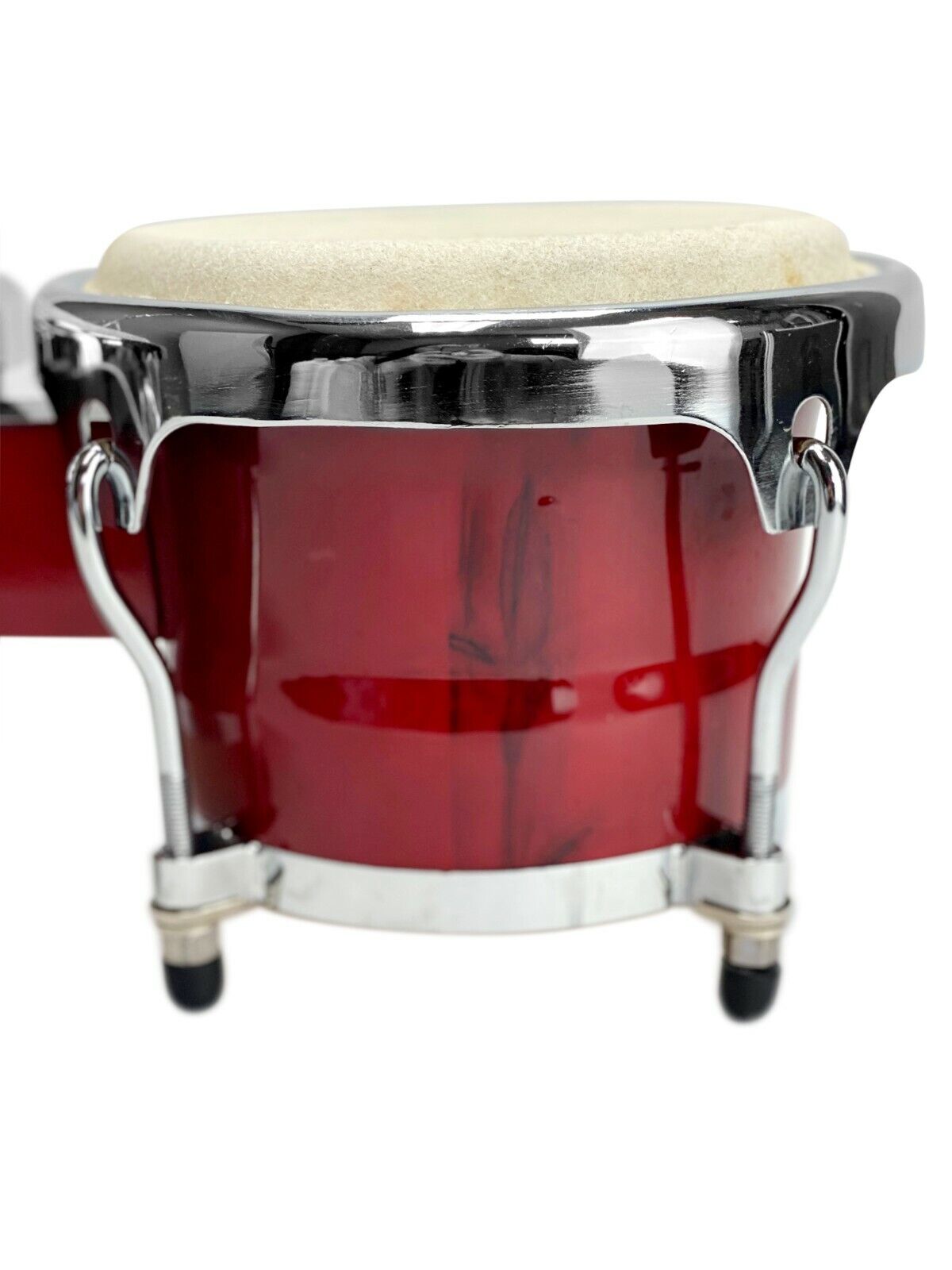 Zension 8″ and 9″ Bongo Drum Set Red Wood Percussion Instrument With Tuning Key 5