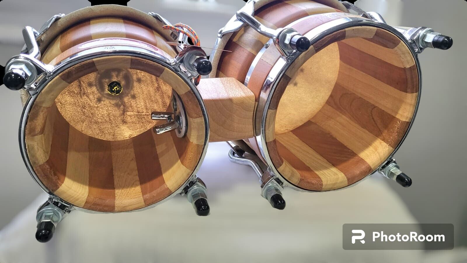 This Is A Set Hand Made HR El piernas Bongo From Colombia Natural Wood 5