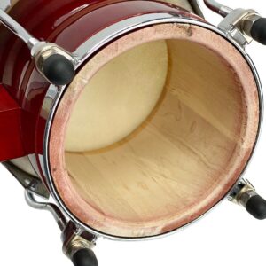 Zension 8" and 9" Bongo Drum Set Red Wood Percussion Instrument With Tuning Key - Image 6