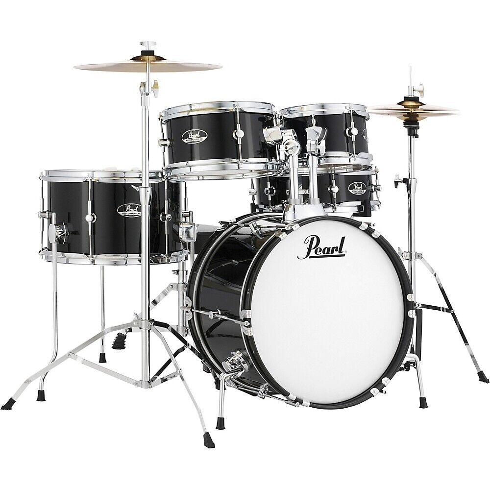 Pearl Roadshow Jr. Drum Set with Hardware and Cymbals Jet Black 1