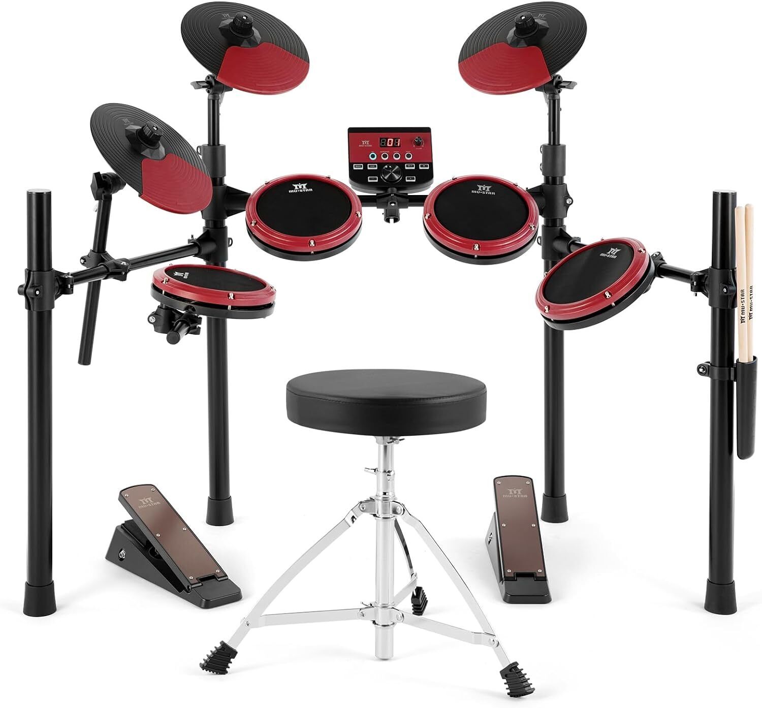 Electronic Drum Set, Electric Drum Sets for Beginners with 8″ Mesh Drum Pads 1