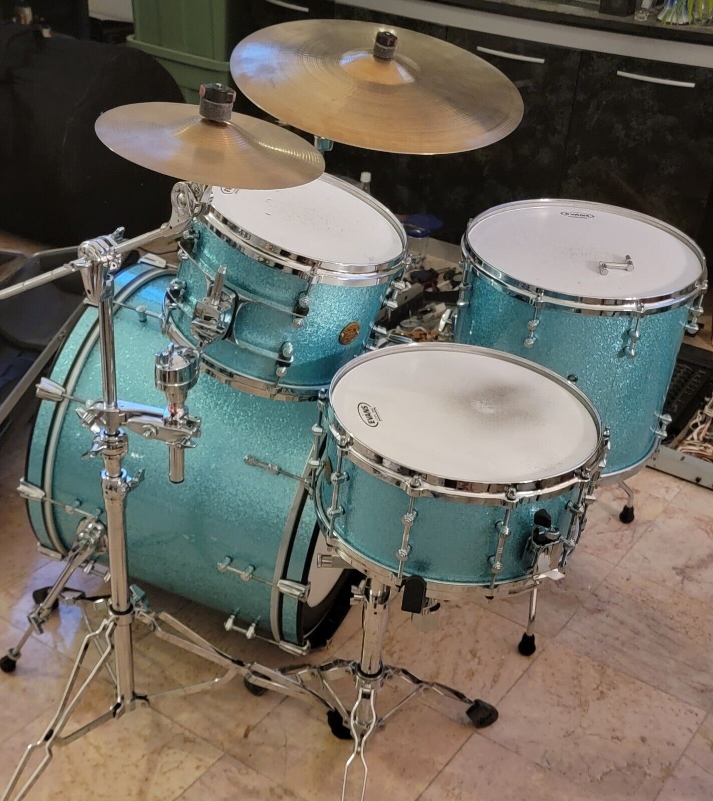 Gretsch New Classic Maple 2012 Limited Reserve 4pc Shell Pack Turquoise Sparkle! 2