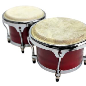Zension 8" and 9" Bongo Drum Set Red Wood Percussion Instrument With Tuning Key - Image 2