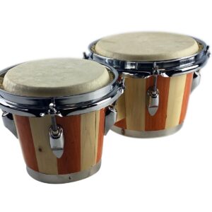 Zension 7" and 8" BONGO DRUMS - Latin Percussion Bongos Set Cowhide Tuning Key - Image 1