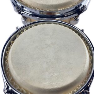 Zension 7" and 8" BONGO DRUMS - Latin Percussion Bongos Set Cowhide Tuning Key - Image 3