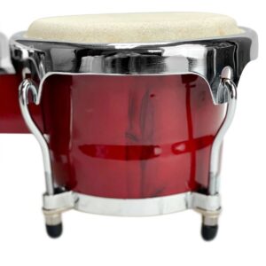 Zension 8" and 9" Bongo Drum Set Red Wood Percussion Instrument With Tuning Key - Image 5