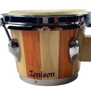 Zension 7" and 8" BONGO DRUMS - Latin Percussion Bongos Set Cowhide Tuning Key - Image 4