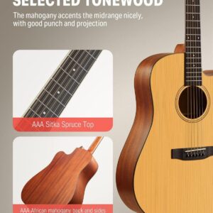 Donner DAG-1 Acoustic Guitar Full Size Mahogany Tone Wood With Gig Bag Strap - Image 3
